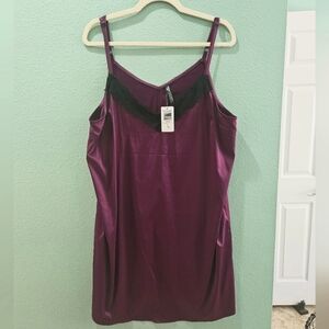 Torrid plum colored dream satin lace trim cami gown size 2